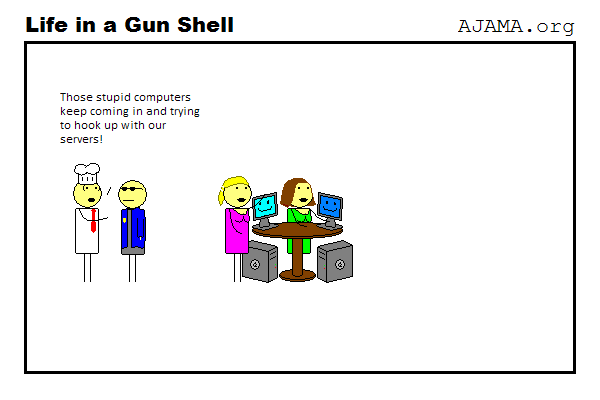 Computers hooking up with servers